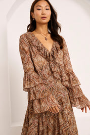 BLUSA PAISLEY VOLANTES - CAMEL