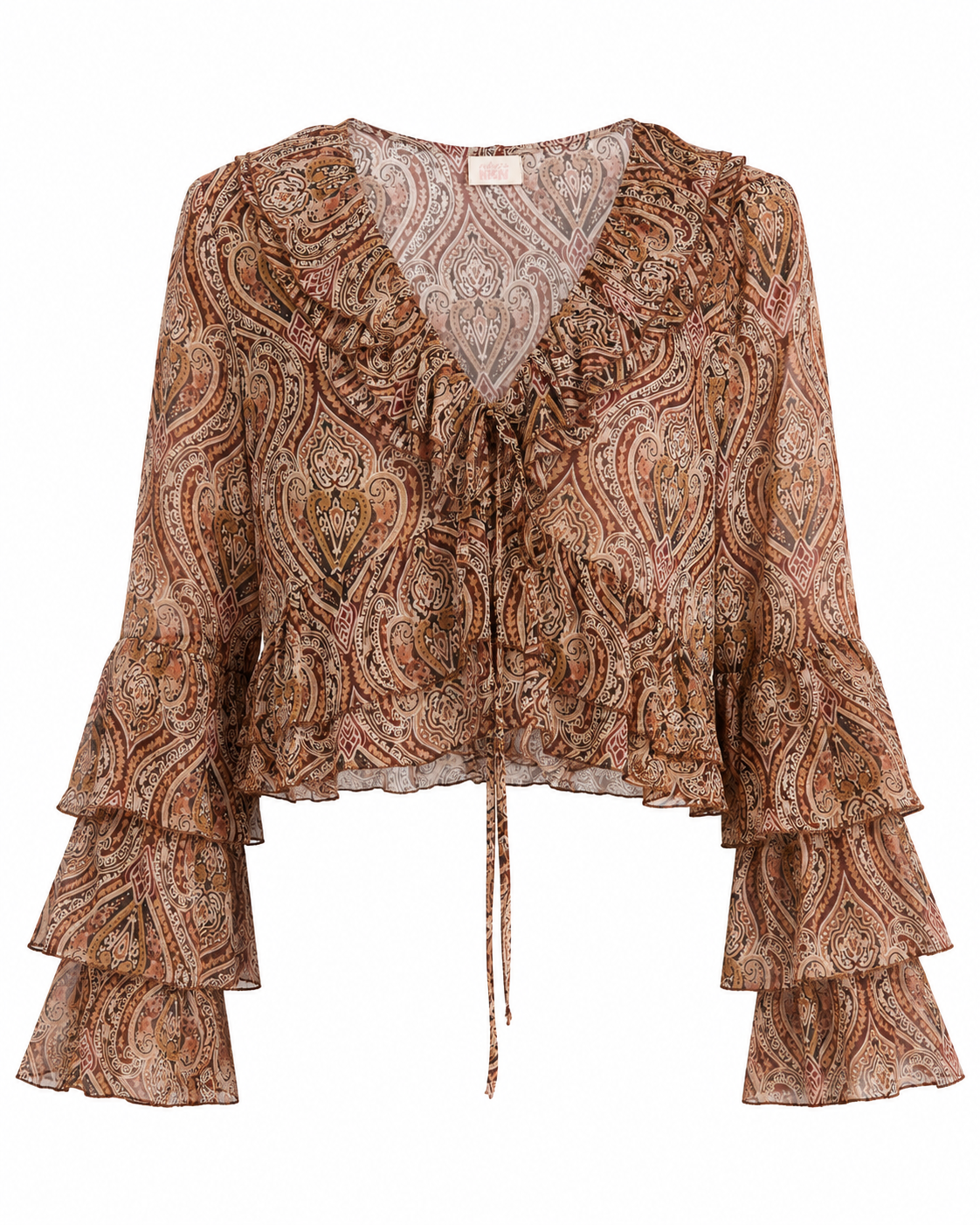 BLUSA PAISLEY VOLANTES - CAMEL