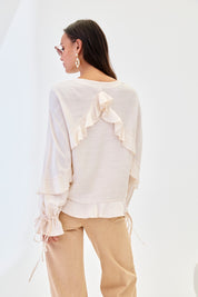 BLUSA VOLANTES Y LAZOS - CRUDO