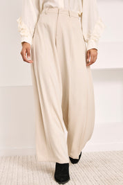 PANTALÓN SASTRE PALAZZO PINZAS - IVORY