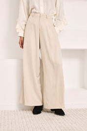 PANTALÓN SASTRE PALAZZO PINZAS - IVORY
