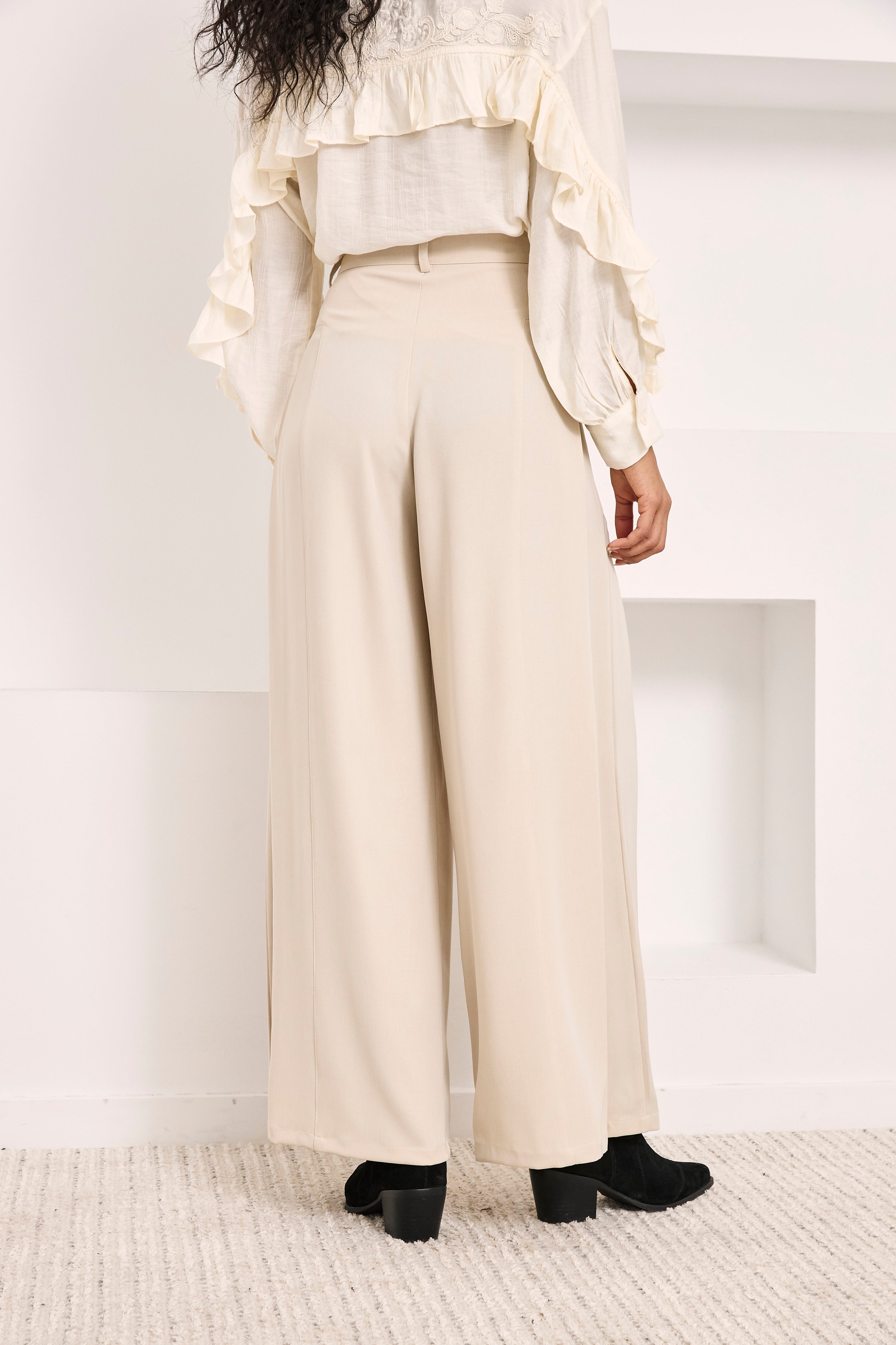 PANTALÓN SASTRE PALAZZO PINZAS - IVORY