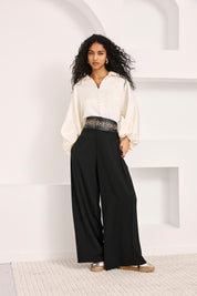 PANTALÓN SASTRE PALAZZO PINZAS - NEGRO