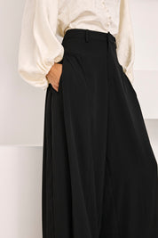 PANTALÓN SASTRE PALAZZO PINZAS - NEGRO