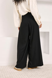 PANTALÓN SASTRE PALAZZO PINZAS - NEGRO