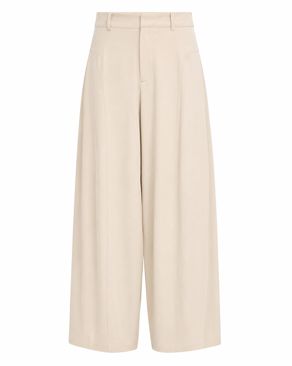 TAILORED PALAZZO PANTS WITH PLEATS - IVORY - CAMEL