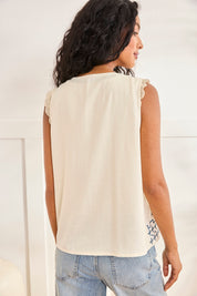 CHALECO BORDADO ÉTNICO - CRUDO