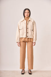 CHAQUETA DENIM CUELLO BORREGUITO - IVORY
