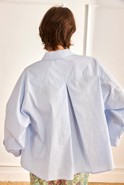 OVERSIZED BLOUSE WITH POCKET - BLUE