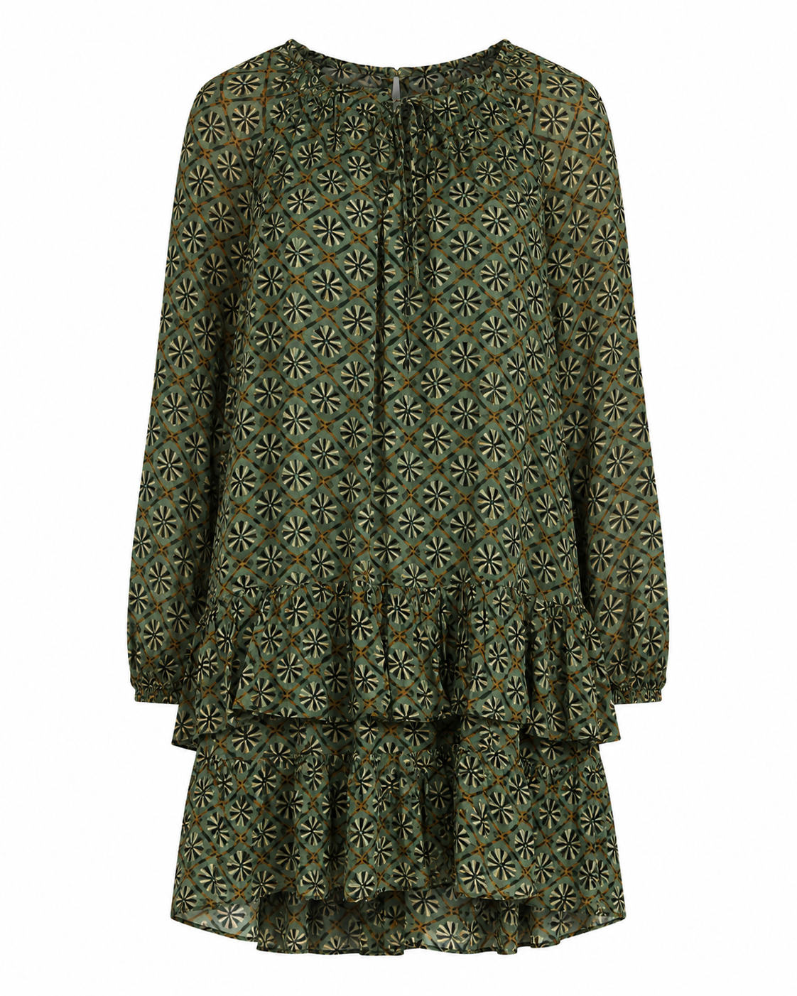 VESTIDO CORTO PATTERN FLORAL - VERDE