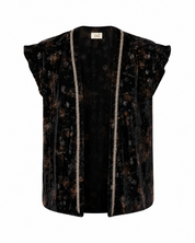VELVET FLORAL PRINT VEST - BLACK - BLACK