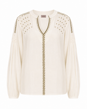BLUSA FRUNCIDOS Y TACHUELAS - IVORY