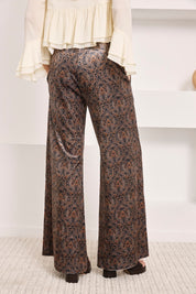 PAISLEY VELVET TROUSERS - TAUPE
