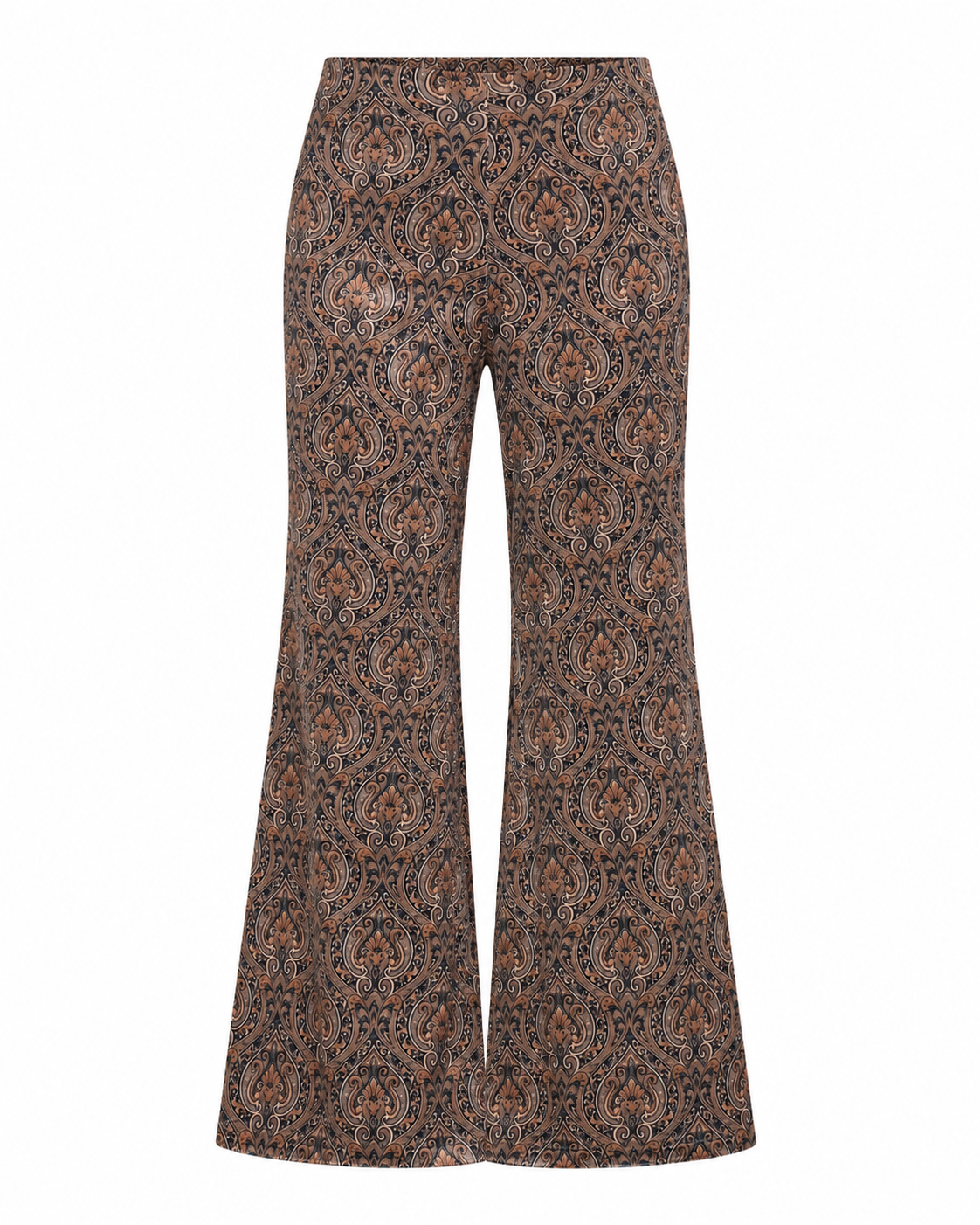 PRINTED VELVET TROUSERS - CHOCOLATE - CAMEL