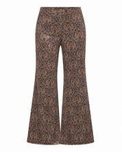 PRINTED VELVET TROUSERS - CHOCOLATE - CAMEL