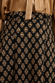 FALDA MIDI JACQUARD FLORES HERÁLDICAS - NEGRO