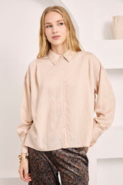 BLUSA CAMISERA PLISADOS ESPALDA - IVORY