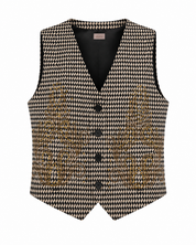 CHALECO SASTRE JACQUARD BORDADOS Y TACHUELAS - NEGRO