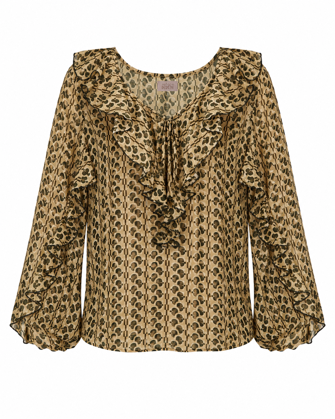 BLUSA PATTERN CENEFAS VOLANTES - CAQUI