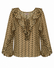 BLUSA PATTERN CENEFAS VOLANTES - CAQUI