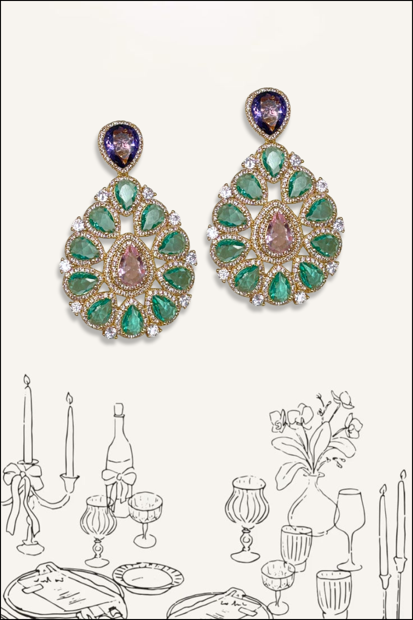 PENDIENTES PIEDRAS MULTICOLOR - PINK