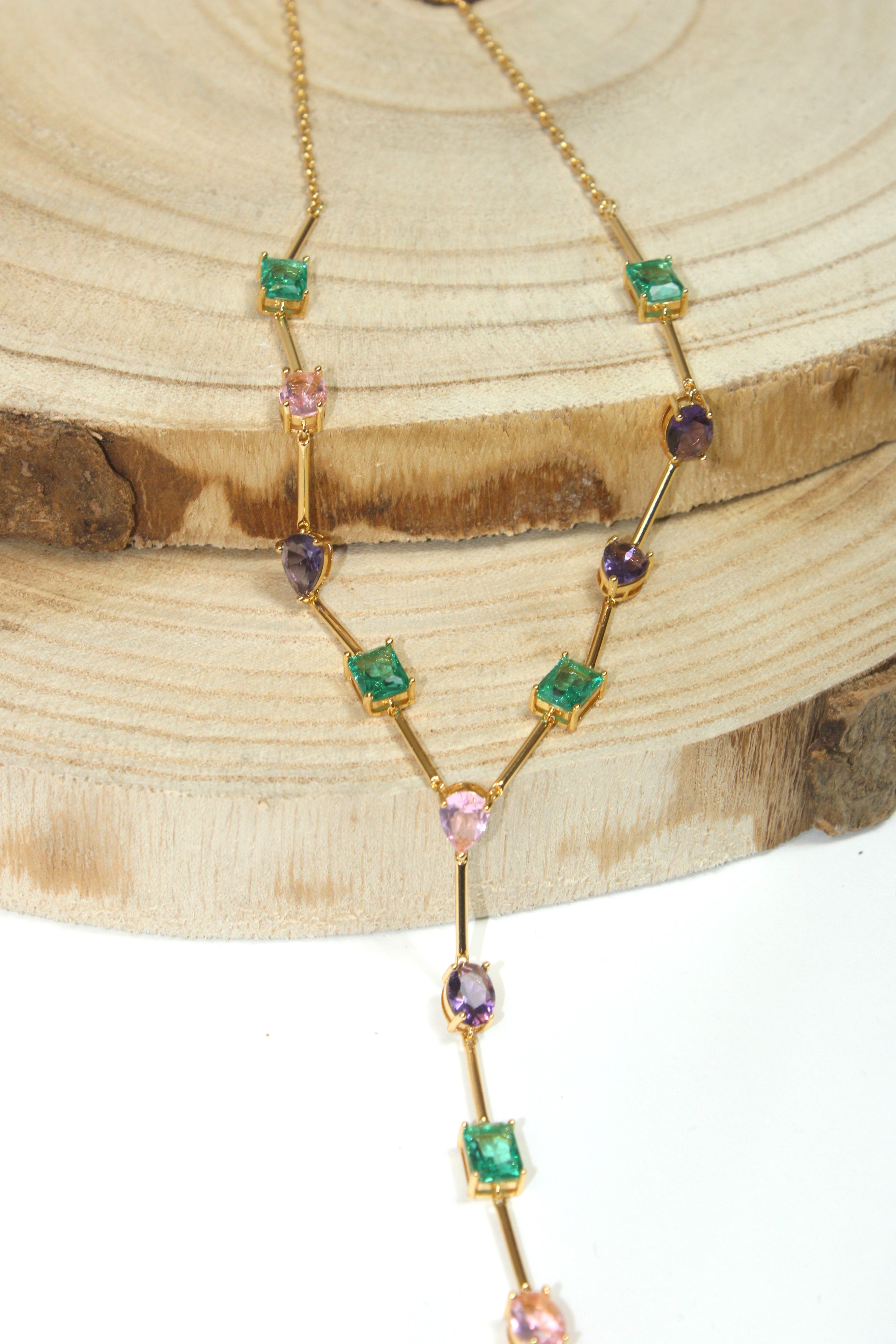 COLLAR PIEDRAS MULTICOLOR - PINK