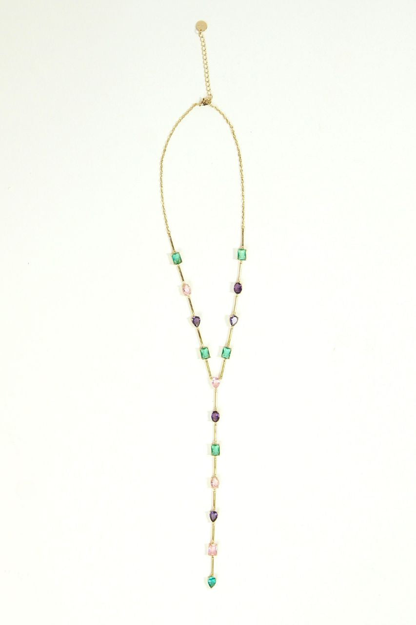 COLLAR PIEDRAS MULTICOLOR - PINK