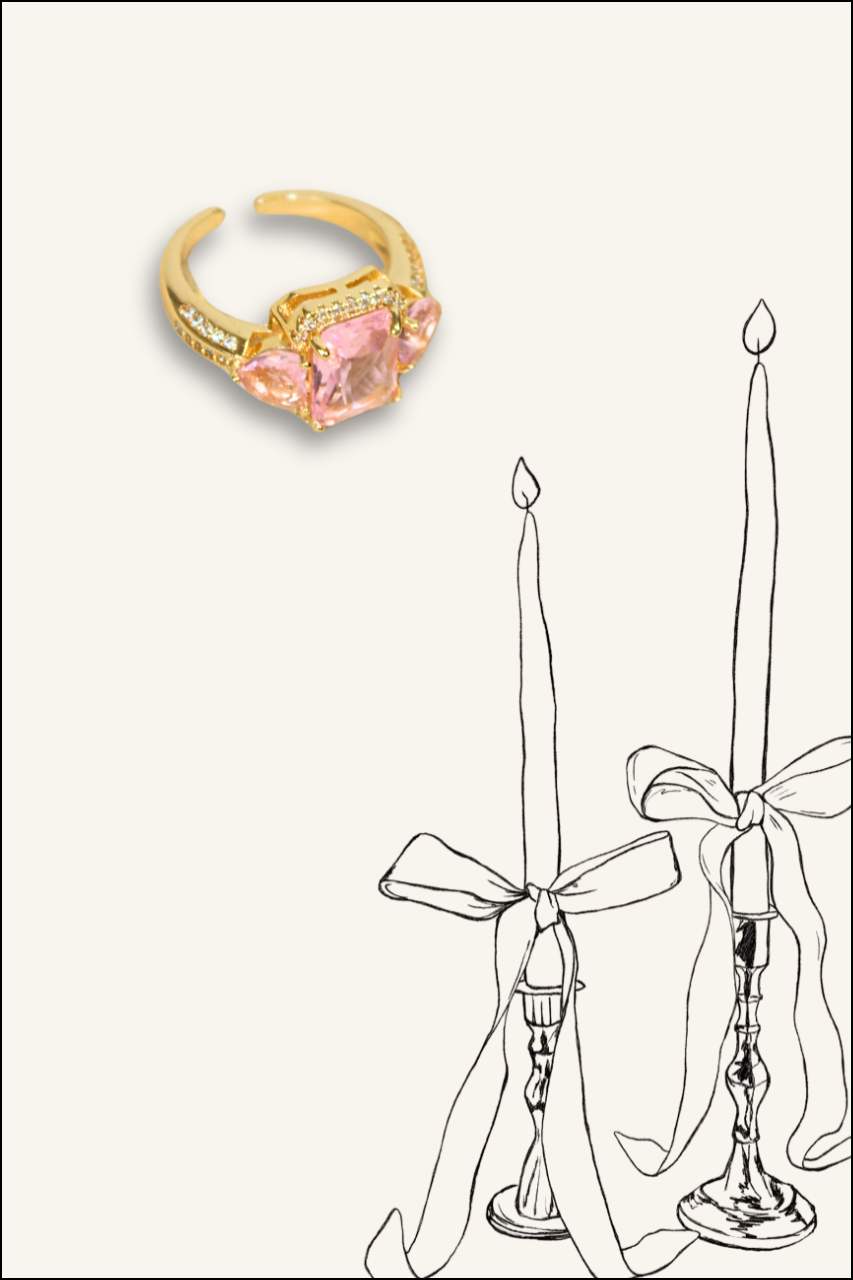 ANILLO PIEDRAS CORAZONES - PINK