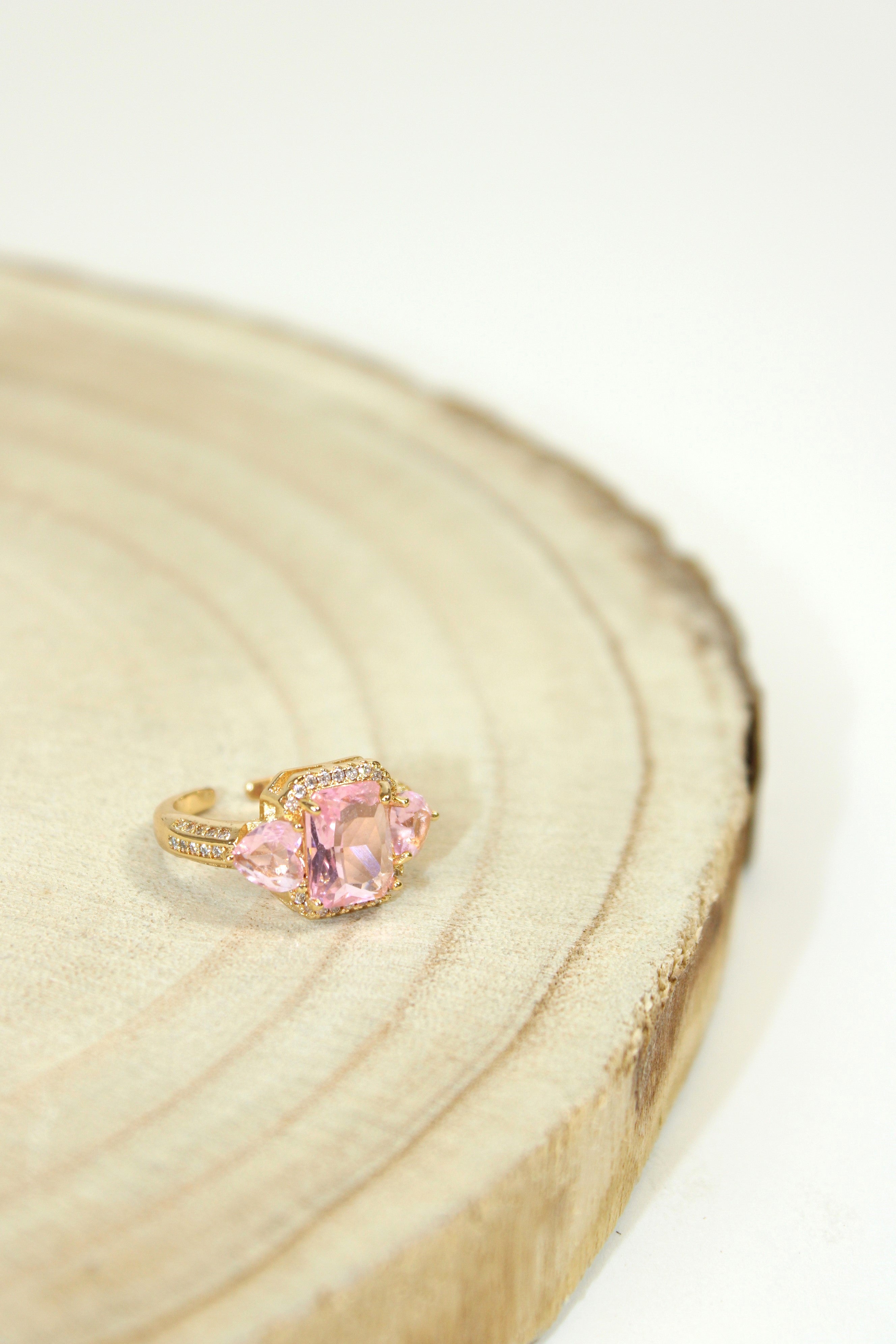 ANILLO PIEDRAS CORAZONES - PINK