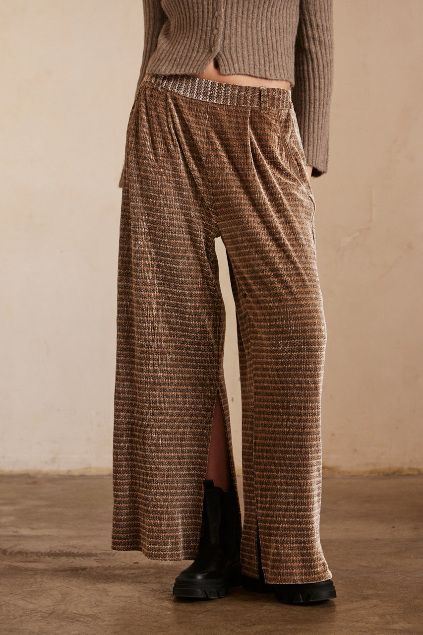 Flowing knit trousers - Taupe