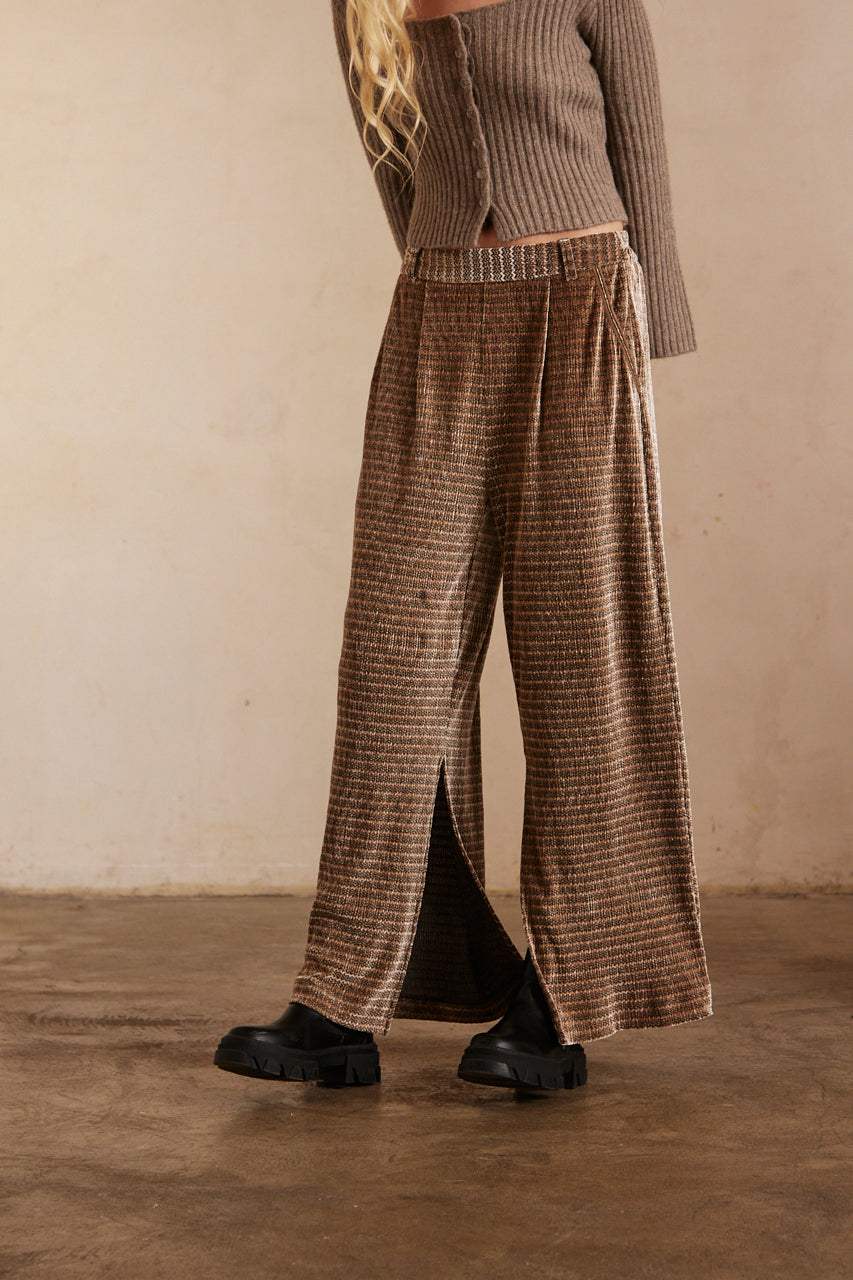 Flowing knit trousers - Taupe