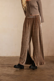 Flowing knit trousers - Taupe
