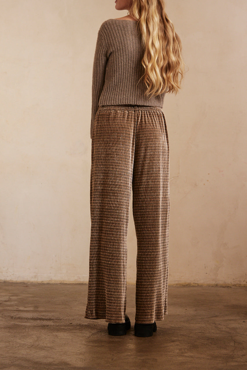Flowing knit trousers - Taupe
