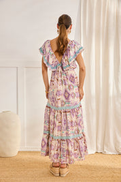 VESTIDO ESTAMPADO IKAT - VIOLETA