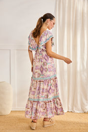 VESTIDO ESTAMPADO IKAT - VIOLETA