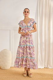 VESTIDO ESTAMPADO IKAT - VIOLETA