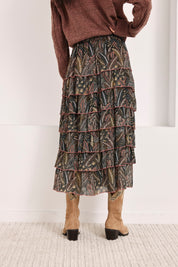 FALDA ESTAMPADA VOLANTES - GRIS