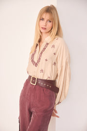 BLUSA BORDADO CONTRASTE - IVORY