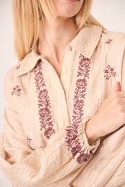 BLUSA BORDADO CONTRASTE - IVORY