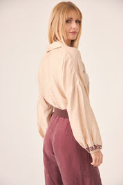 BLUSA BORDADO CONTRASTE - IVORY