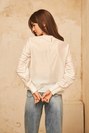 LONG SLEEVE BLOUSE WITH MATCHING BLONDE - WHITE