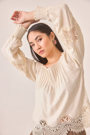 BLUSA ONDAS GUIPUR - IVORY