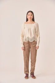 BLUSA ONDAS GUIPUR - IVORY