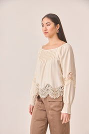 BLUSA ONDAS GUIPUR - IVORY