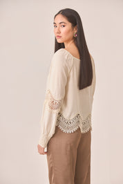 BLUSA ONDAS GUIPUR - IVORY