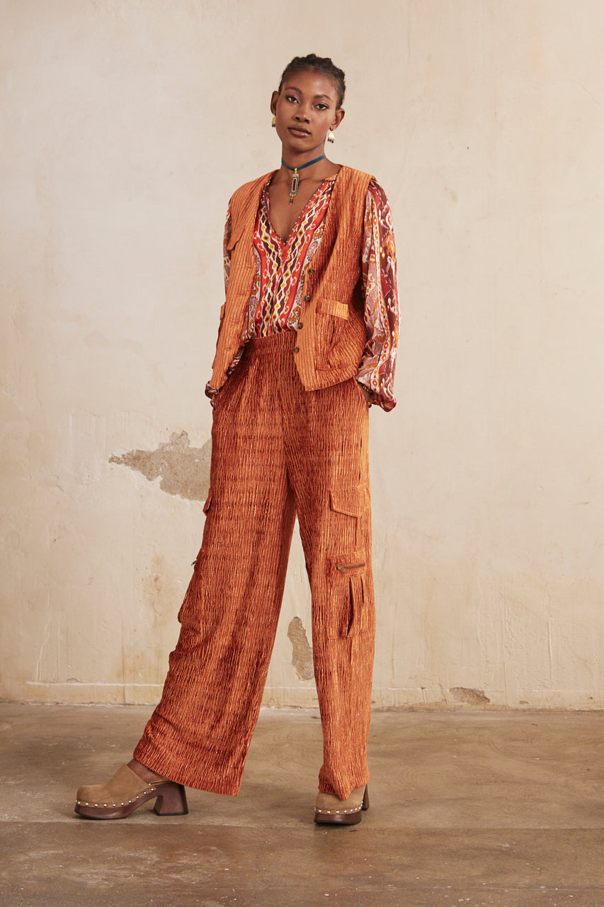 PANTALON RECTO CARGO - BRICK