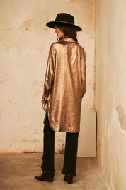 CAMISA LARGA MANGA LARGA METALIZADA  - GOLD ROSE