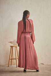 PANTALON PALAZZO PLISADO - ROSE