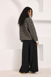CHAQUETA OVERSIZED JACQUARD GEOMÉTRICO - NEGRO