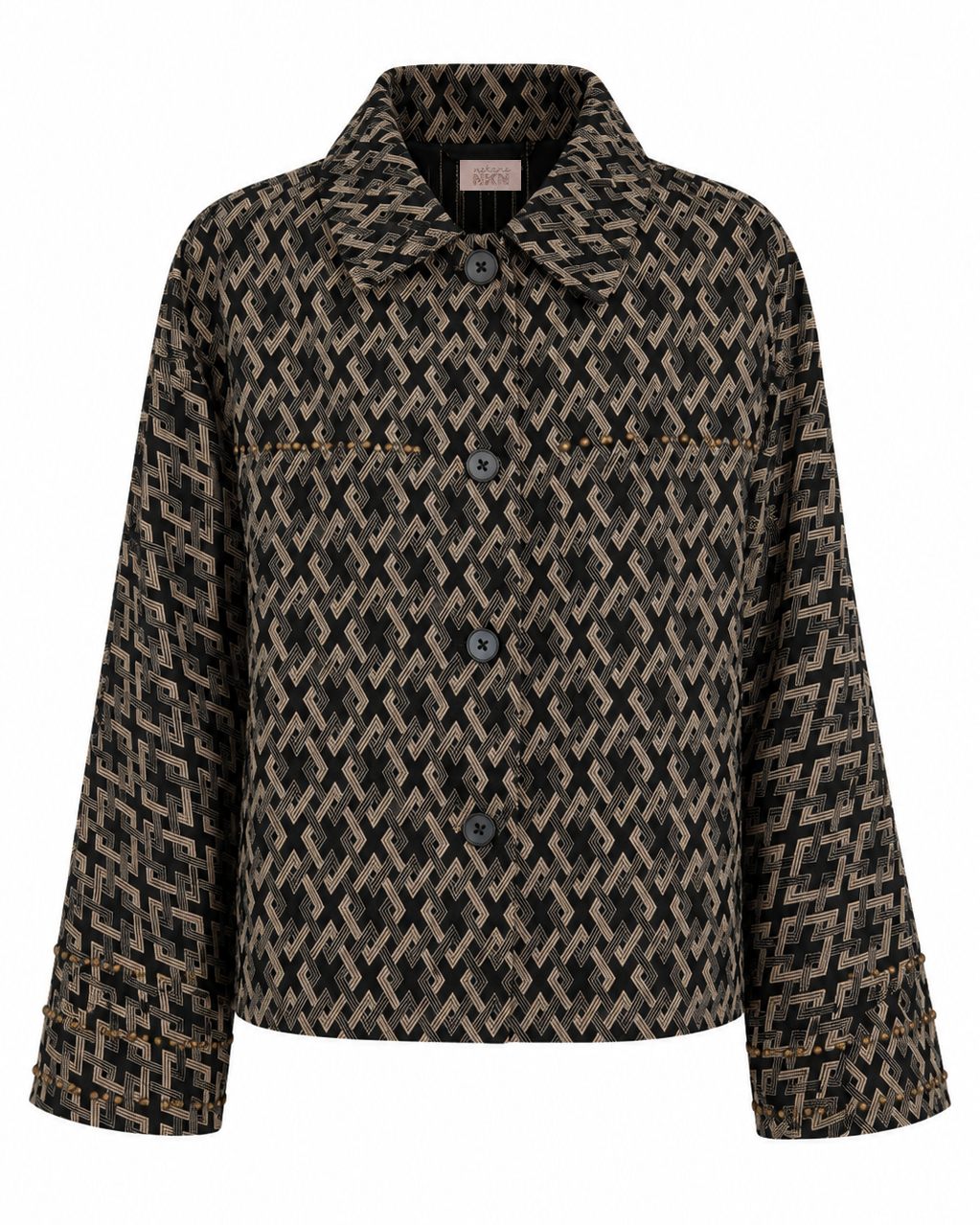 CHAQUETA OVERSIZED JACQUARD GEOMÉTRICO - NEGRO